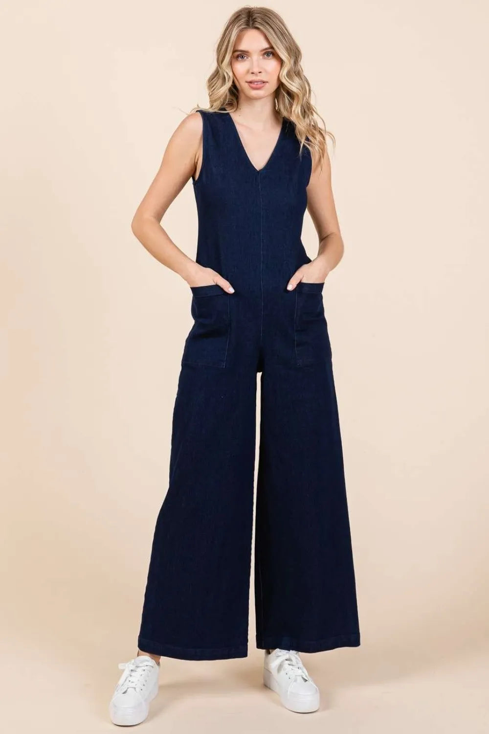 Mittoshop Sleeveless Wide Leg Denim Jumpsuit - Premium Sleepwear from Trendsi - Just $60.99! Shop now at Handbags Specialist Headquarter