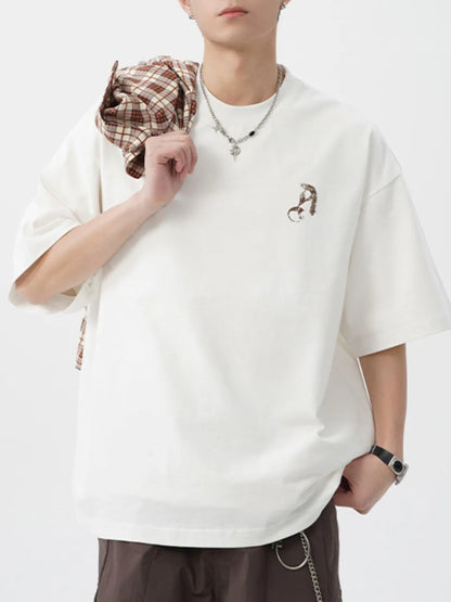 Men's Plus Size Graphic Round Neck Half Sleeve T-Shirt - Premium Men's T-Shirt from Trendsi - Just $27.99! Shop now at Handbags Specialist Headquarter