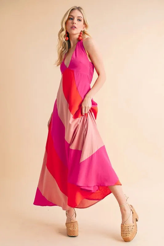 Aemi+Co Color Block Sleeveless Maxi Dress - Premium Maxi Dress from Trendsi - Just $57.99! Shop now at Handbags Specialist Headquarter
