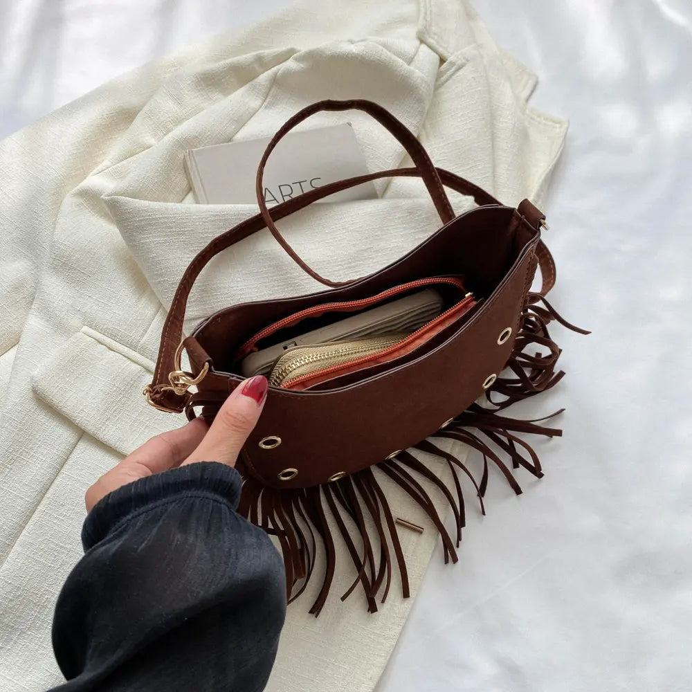 Fringe Detail Crossbody Bag - Premium Handbags from Trendsi - Just $19.99! Shop now at Handbags Specialist Headquarter