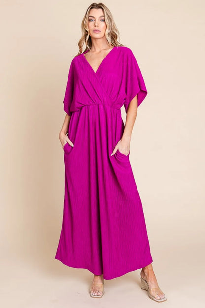 BOMBOM Surplice Maxi Dress with Pockets - Premium Maxi Dress from Trendsi - Just $50.99! Shop now at Handbags Specialist Headquarter