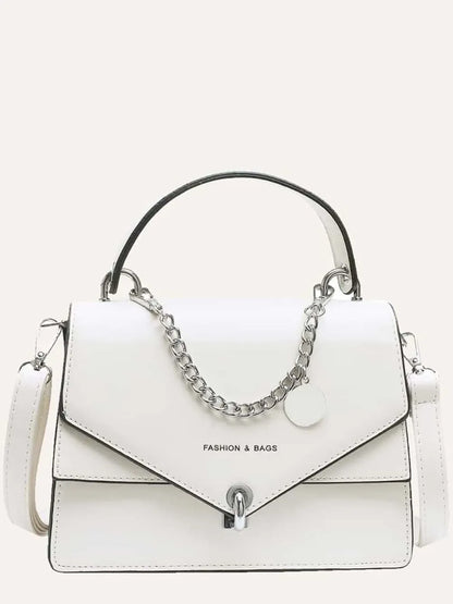 Chain PU Leather Detachable Shoulder Strap Handbag - Premium handbags from Trendsi - Just $31.99! Shop now at Handbags Specialist Headquarter