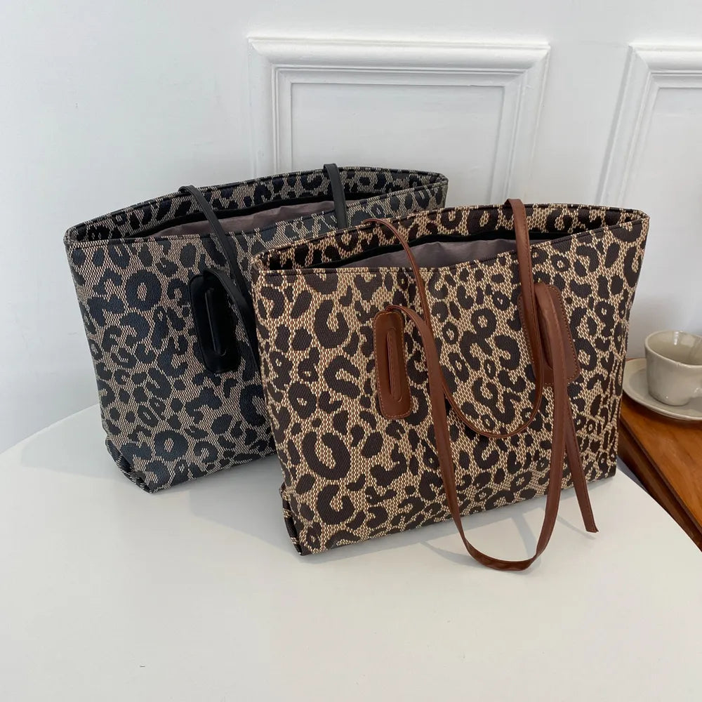 PU Leather Leopard Tote Bag - Premium Tote Bag from Trendsi - Just $39.99! Shop now at Handbags Specialist Headquarter