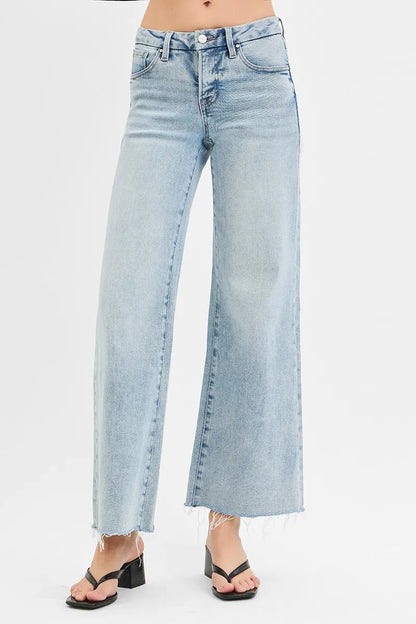 RISEN Full Size Tummy Control Low Rise Wide Leg Raw Cut Hem Jeans Plus Size - Premium Women / Jeans & Denim from Trendsi - Just $67.99! Shop now at Handbags Specialist Headquarter
