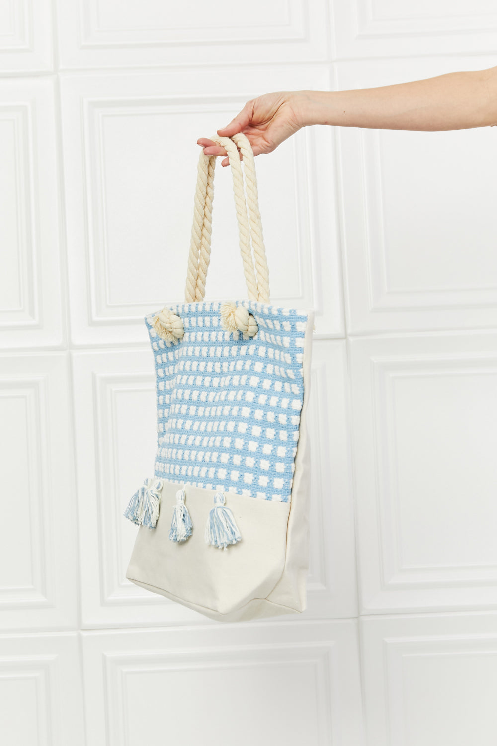 Justin Taylor Picnic Date Tassel Tote Bag - Premium Tote Bag from Trendsi - Just $39.99! Shop now at Handbags Specialist Headquarter