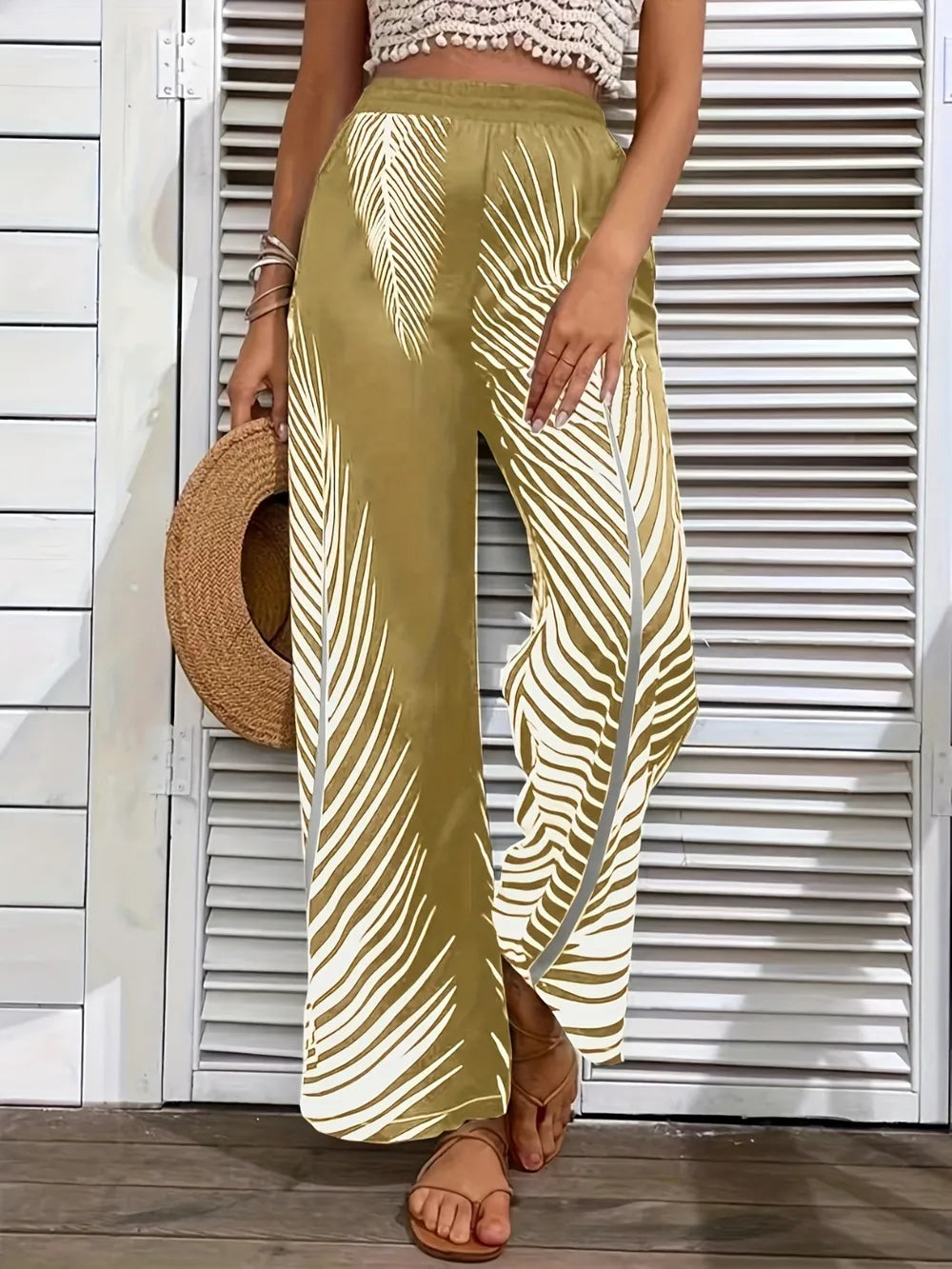 Printed Wide Leg Pants - Premium Women Pants from Trendsi - Just $26.99! Shop now at Handbags Specialist Headquarter