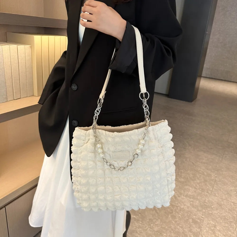 Cloud Puffy Polyester Tote Bag - Premium Tote Bag from Trendsi - Just $39.99! Shop now at Handbags Specialist Headquarter