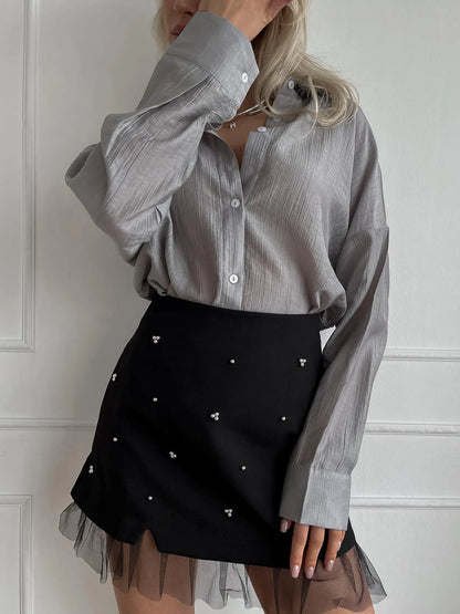 Tulle Hem Mini Skirt - Premium Skirts from Trendsi - Just $36.99! Shop now at Handbags Specialist Headquarter