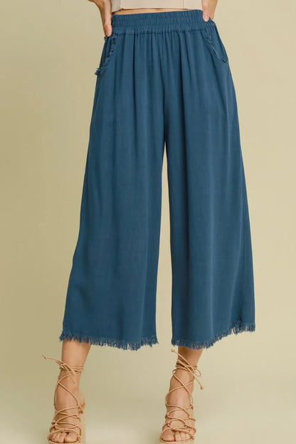 Umgee Full Size Linen Blend Elastic Waistband Wide Leg Pants Plus Size - Premium Dresses from Trendsi - Just $48.99! Shop now at Handbags Specialist Headquarter