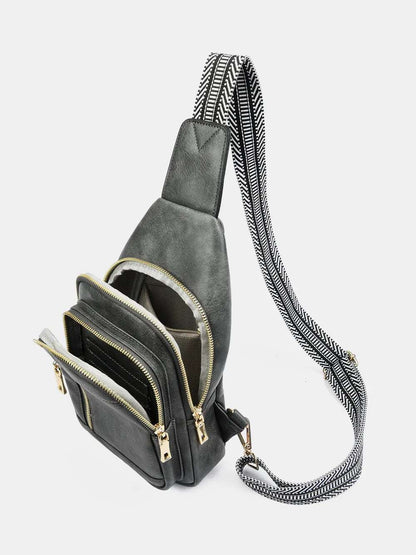 PU Leather Adjustable Strap Crossbody Bag - Premium Crossbody Bag from Trendsi - Just $37.99! Shop now at Handbags Specialist Headquarter
