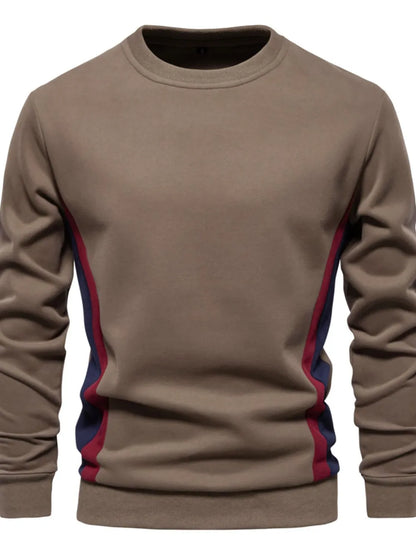 Men's Side Striped Contrast Round Neck Sweatshirt - Premium Men's Sweatshirts from Trendsi - Just $36.54! Shop now at Handbags Specialist Headquarter