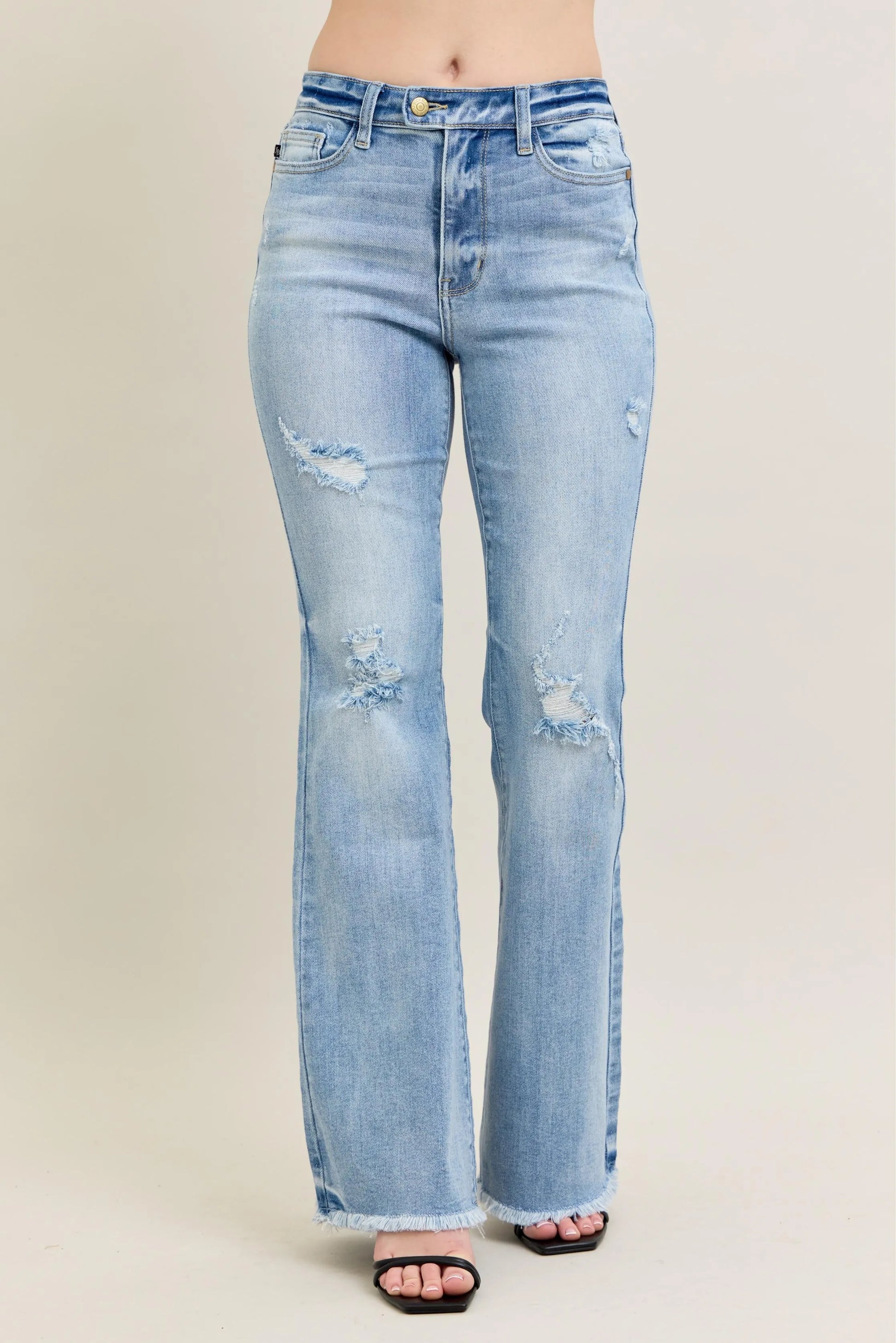 Judy Blue Full Size Hw Flare Jeans W/ Shield Pockets Plus Size - Premium Women / Jeans & Denim from Trendsi - Just $68.99! Shop now at Handbags Specialist Headquarter