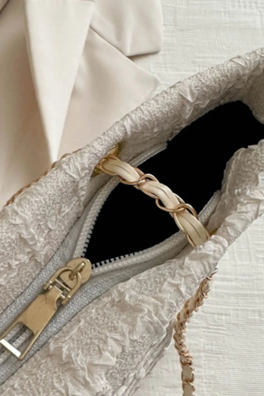 Polyester Texture Chain Tote bag - Premium Tote Bag from Trendsi - Just $39.99! Shop now at Handbags Specialist Headquarter