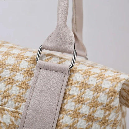 Houndstooth Canvas Travel Bag - Premium travel-bag from Trendsi - Just $44.99! Shop now at Handbags Specialist Headquarter