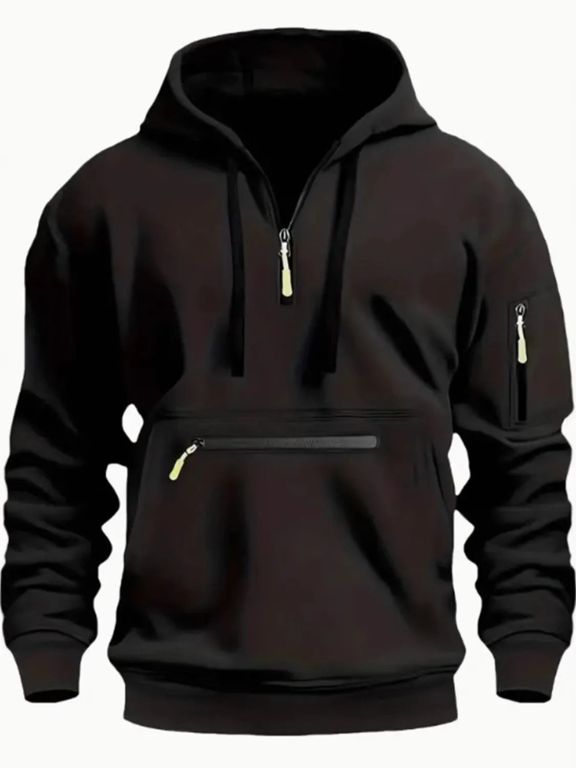 Men's Full Size Half Zip Long Sleeve Hoodie Plus Size - Premium Men's Sweatshirts from Trendsi - Just $25.78! Shop now at Handbags Specialist Headquarter