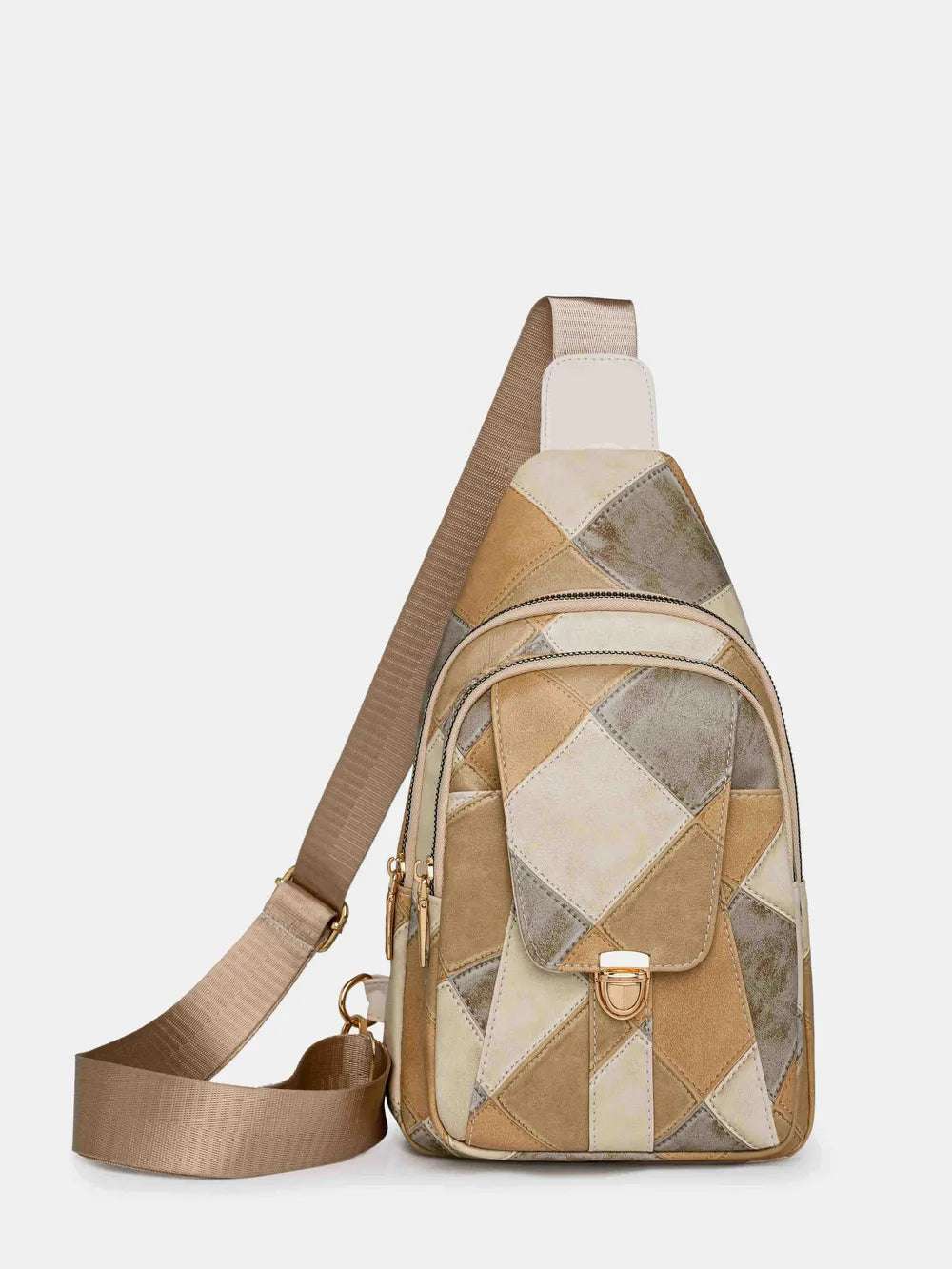 PU Leather Color Block Crossbody Bag - Premium Crossbody Bag from Trendsi - Just $29.99! Shop now at Handbags Specialist Headquarter