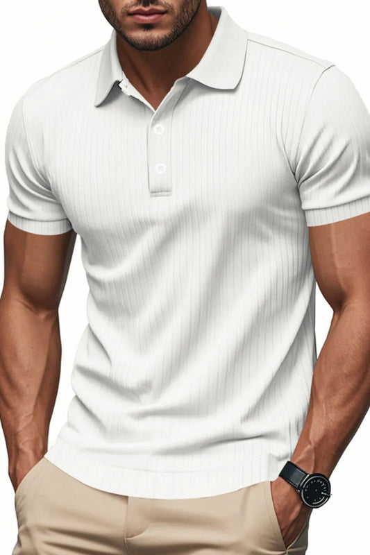 Men's Full Size Ribbed Short Sleeve Polo Plus Size - Premium Men's Polo shirt from Trendsi - Just $30.99! Shop now at Handbags Specialist Headquarter