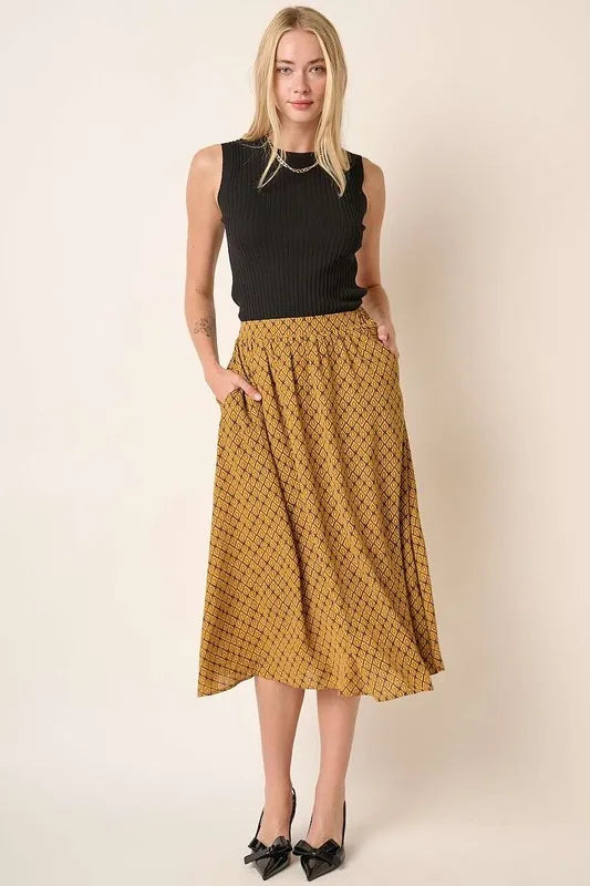 Mittoshop Printed Midi Skirt - Premium Skirts from Trendsi - Just $48.99! Shop now at Handbags Specialist Headquarter