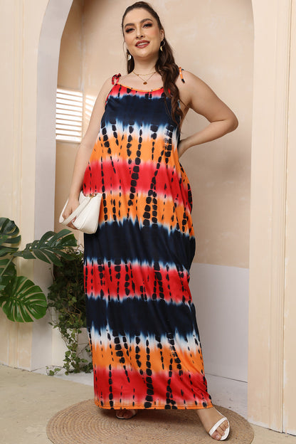 Plus Size Tie-Shoulder Maxi Dress - Premium Dresses from Trendsi - Just $31.99! Shop now at Handbags Specialist Headquarter