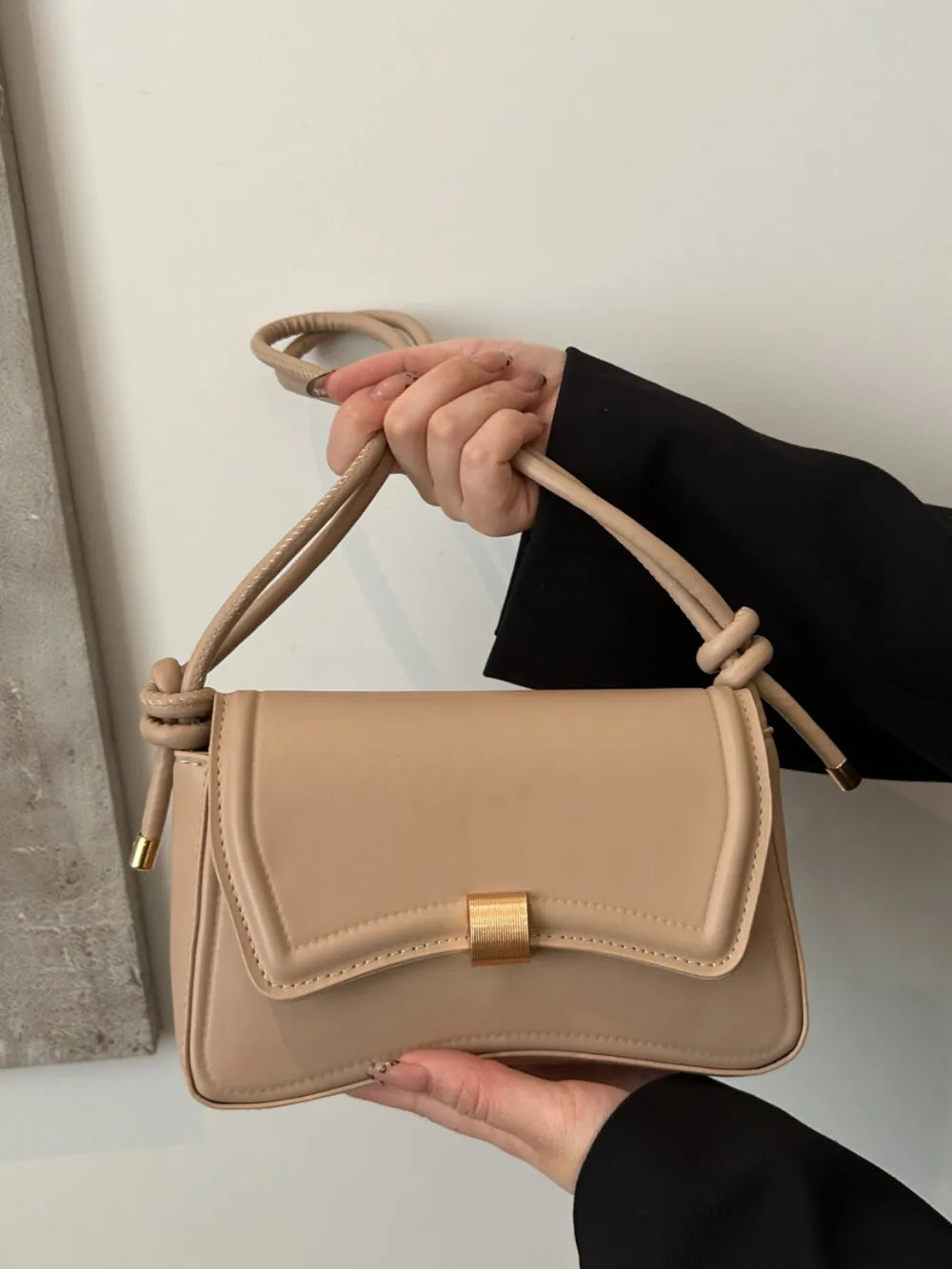 Knotted Strap PU Leather Handbag - Premium handbags from Trendsi - Just $19.99! Shop now at Handbags Specialist Headquarter