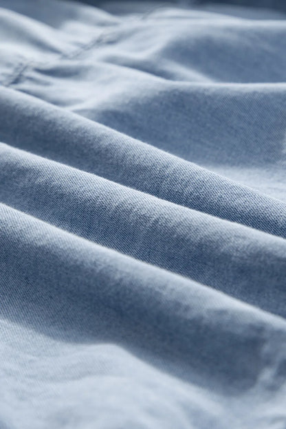 Ruffle Cap Sleeve Tiered A-line Denim Dress - Premium Women / Jeans & Denim from Trendsi - Just $49.18! Shop now at Handbags Specialist Headquarter