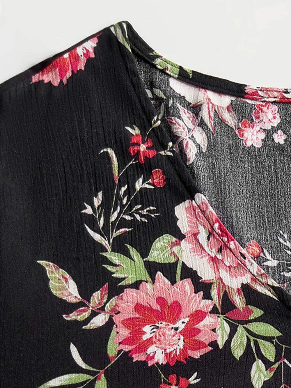 Plus Size Floral Flare Sleeve Dress - Premium Dresses from Trendsi - Just $53.99! Shop now at Handbags Specialist Headquarter