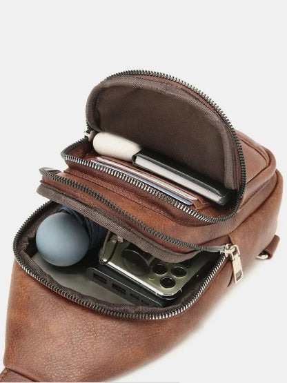 PU Leather Crossbody Bag with Two Detachable Strap - Premium Crossbody Bag from Trendsi - Just $38.99! Shop now at Handbags Specialist Headquarter