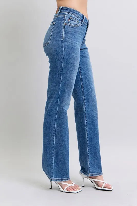 Judy Blue Full Size High Waist V-Front Vintage Wash Straight Jeans Plus Size - Premium Women / Jeans & Denim from Trendsi - Just $63.99! Shop now at Handbags Specialist Headquarter
