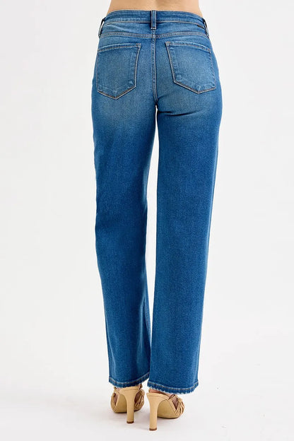 RISEN Full Size Mid Waist Fit Boyfriend Knee Distressed Jeans Plus Size - Premium Women / Jeans & Denim from Trendsi - Just $64.99! Shop now at Handbags Specialist Headquarter