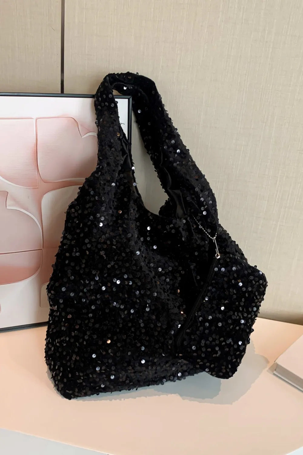 Sequin Polyester Handbag - Premium Tote Bag from Trendsi - Just $32.99! Shop now at Handbags Specialist Headquarter