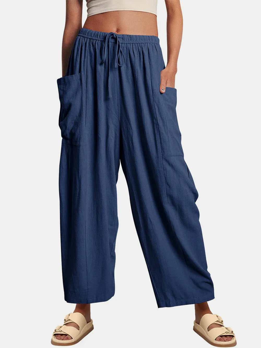 Full Size Wide Leg Pants with Pockets - Premium Women Pants from Trendsi - Just $42.99! Shop now at Handbags Specialist Headquarter