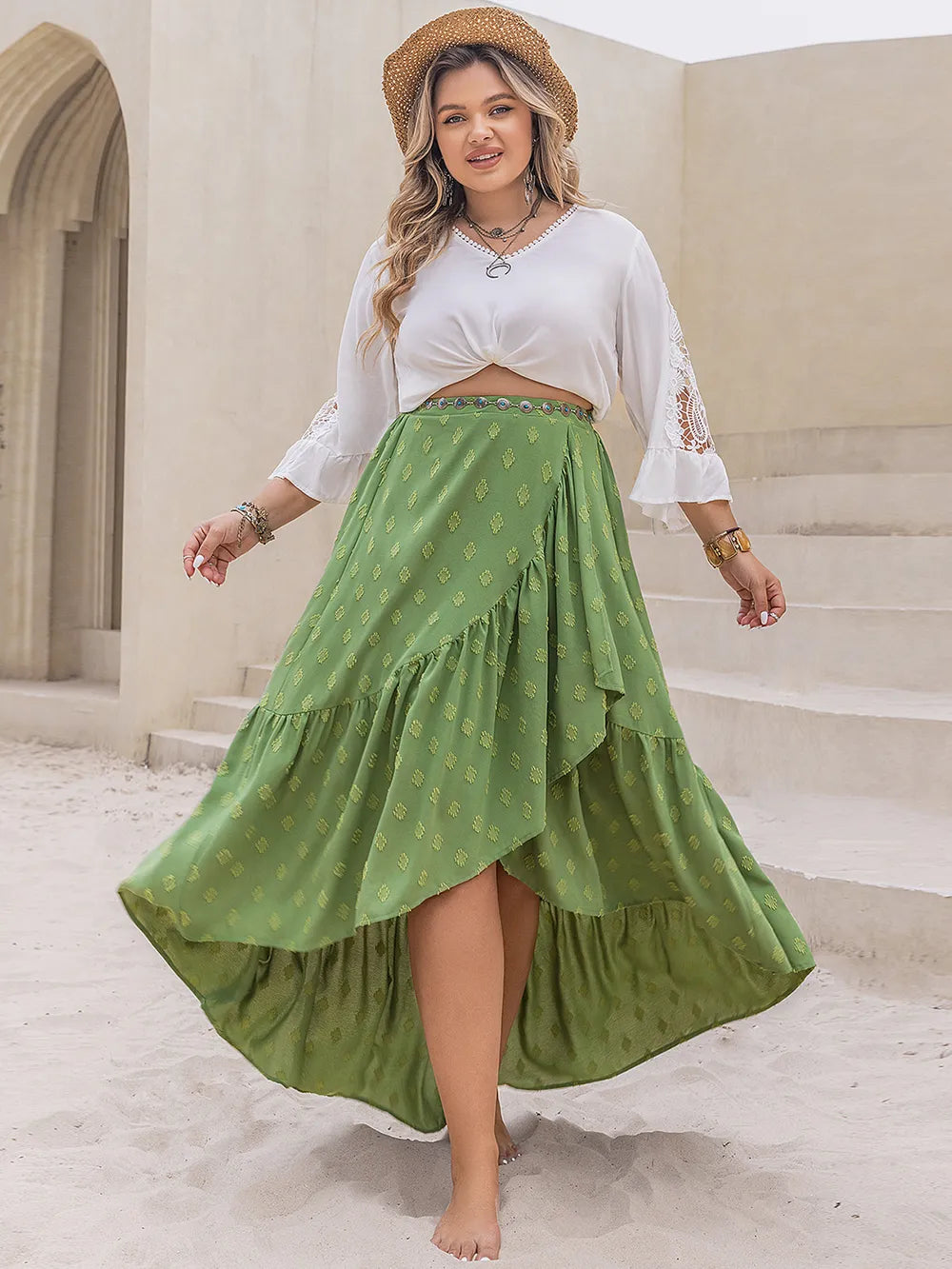 Plus Size High-Low Skirt - Premium  from Trendsi - Just $49.99! Shop now at Handbags Specialist Headquarter