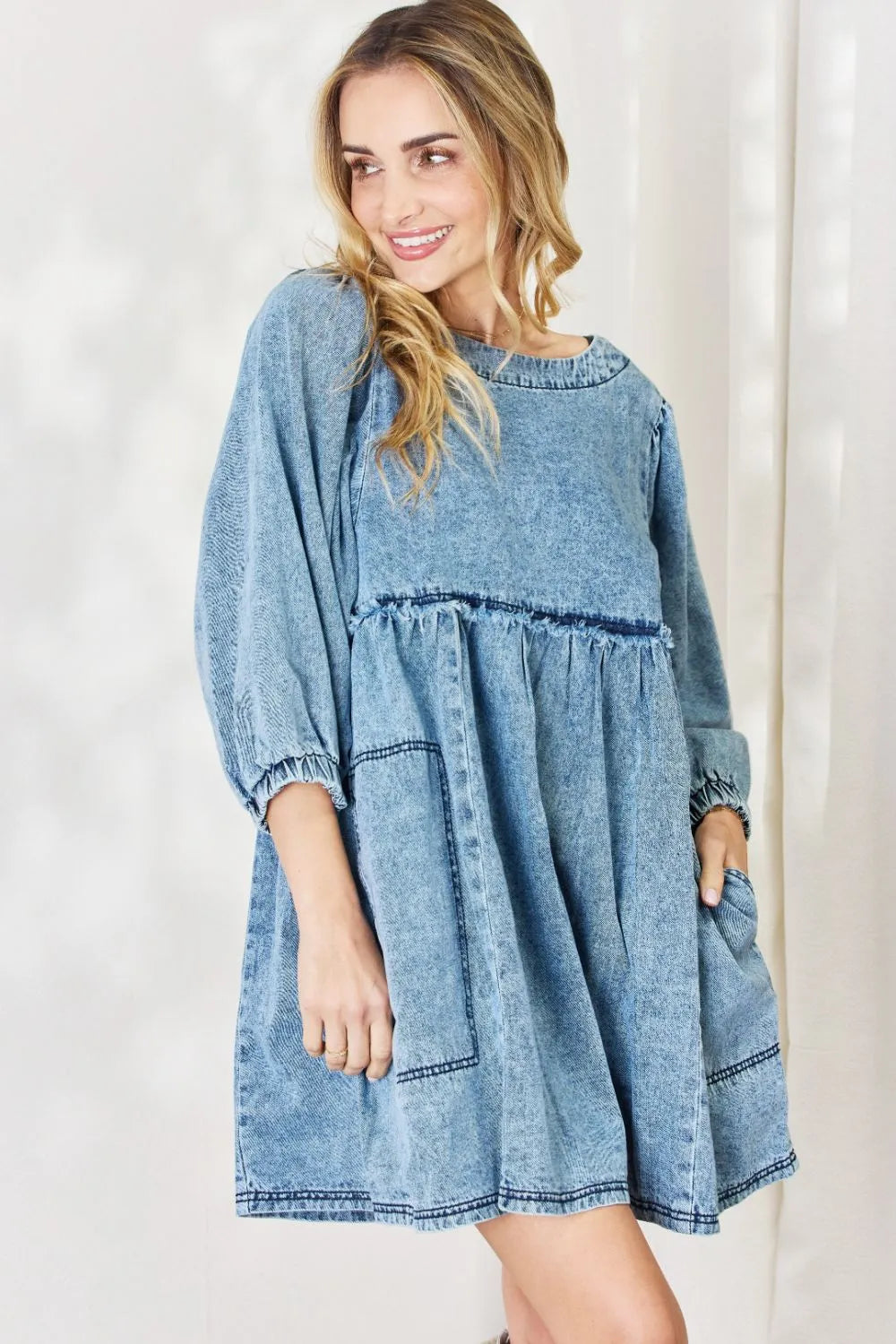 HEYSON Full Size Oversized Denim Babydoll Dress - Premium Dresses from Trendsi - Just $58.99! Shop now at Handbags Specialist Headquarter