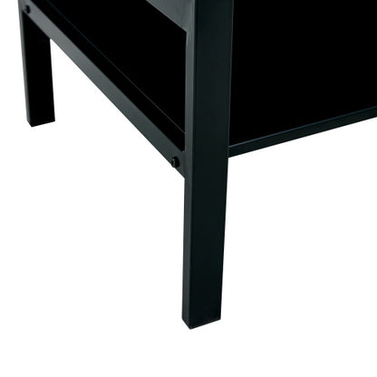 Elevate: Sleek 2-Layer Black Glass Coffee Table