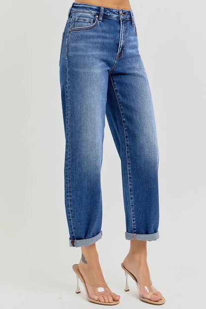 RISEN Full Size High Rise Crop Mild Barrel Jeans Plus Size - Premium Women / Jeans & Denim from Trendsi - Just $65.99! Shop now at Handbags Specialist Headquarter