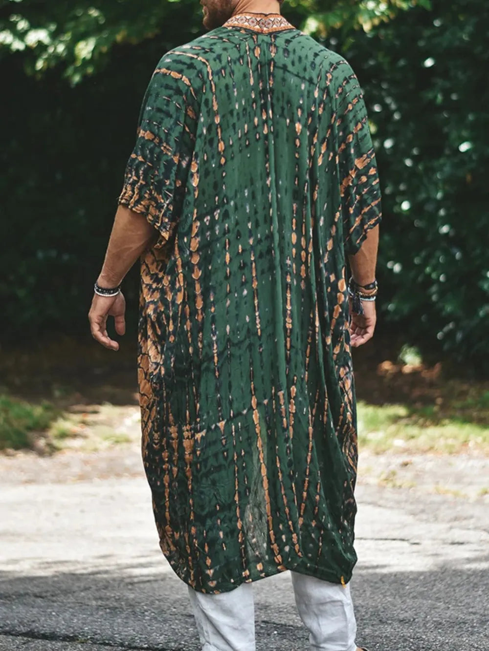 Men's Plus Size Printed Open Front Cover-Up - Premium Men's T Shirt from Trendsi - Just $27.40! Shop now at Handbags Specialist Headquarter