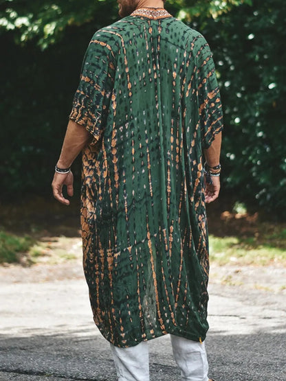 Men's Plus Size Printed Open Front Cover-Up - Premium Men's T Shirt from Trendsi - Just $27.40! Shop now at Handbags Specialist Headquarter