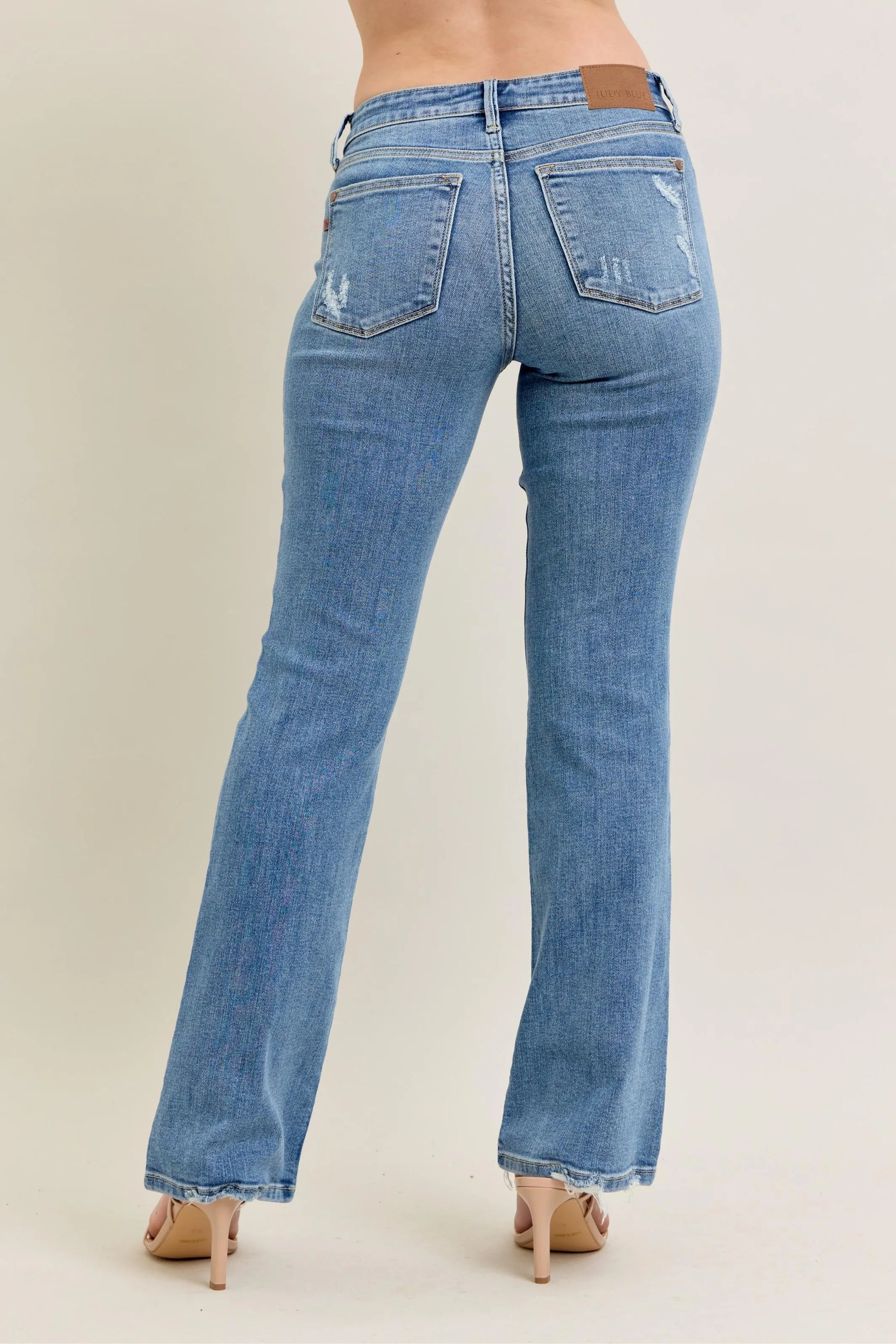Judy Blue Full Size Mid Rise Wash Destroy Hem Bootcut Jeans Plus Size - Premium Women / Jeans & Denim from Trendsi - Just $66.99! Shop now at Handbags Specialist Headquarter