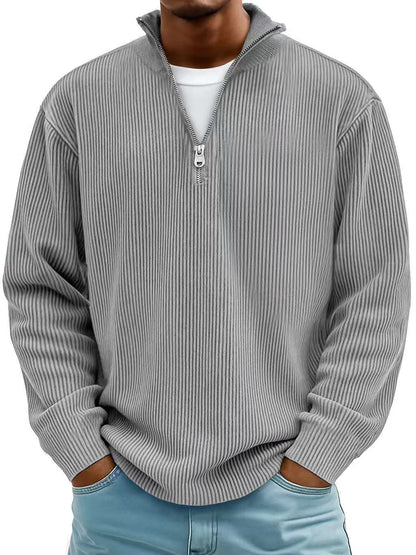 CozyCord Zip Polo: Men's Warm Stand Collar Top