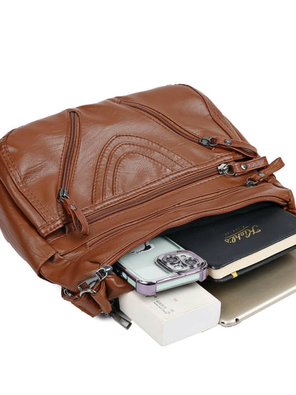 PU Multi-Compartment Crossbody Bag.