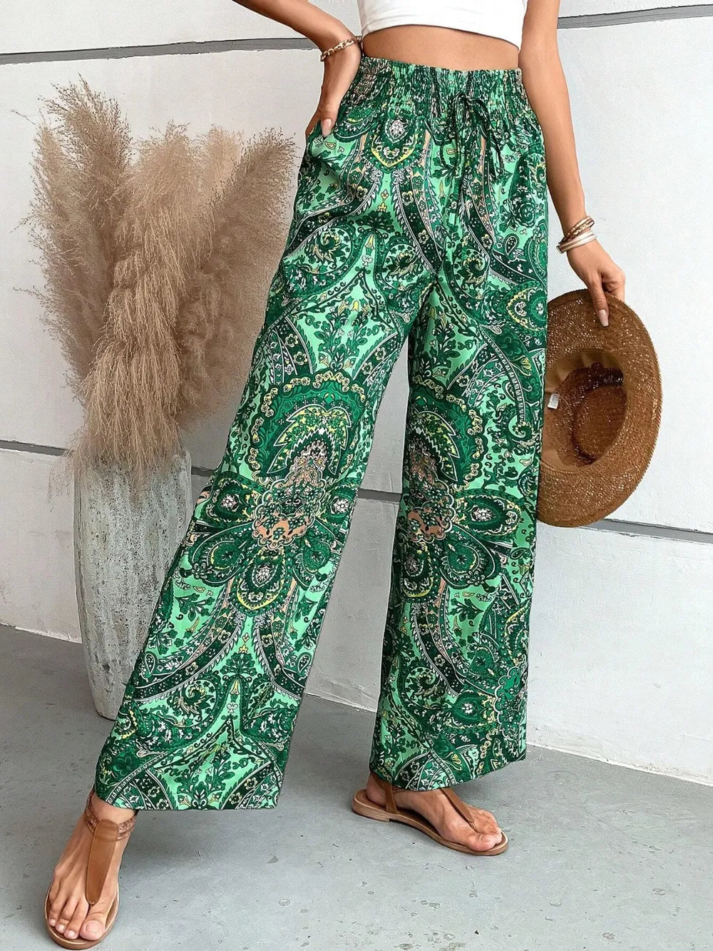 Printed Wide Leg Pants - Premium Women Pants from Trendsi - Just $27.99! Shop now at Handbags Specialist Headquarter