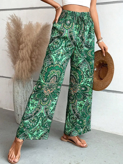 Printed Wide Leg Pants - Premium Women Pants from Trendsi - Just $27.99! Shop now at Handbags Specialist Headquarter