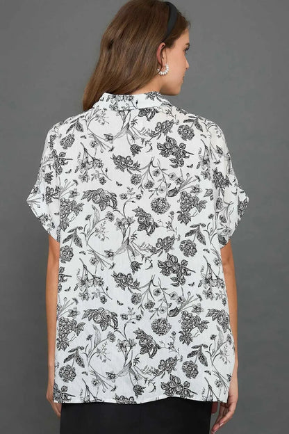 Umgee Full Size Two Tone Floral Print Top Plus Size - Premium Dresses from Trendsi - Just $48.99! Shop now at Handbags Specialist Headquarter