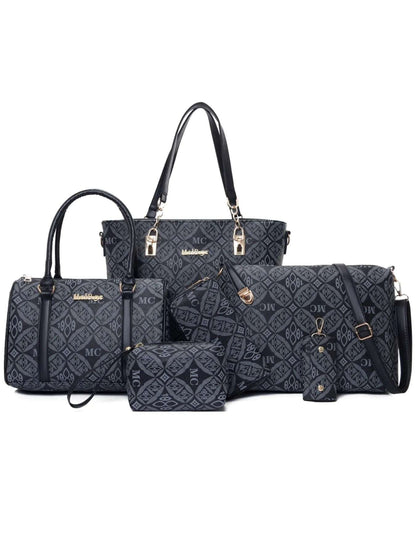6-Piece Geometric Pattern Bag Set - Premium Wallet from Trendsi - Just $71.99! Shop now at Handbags Specialist Headquarter
