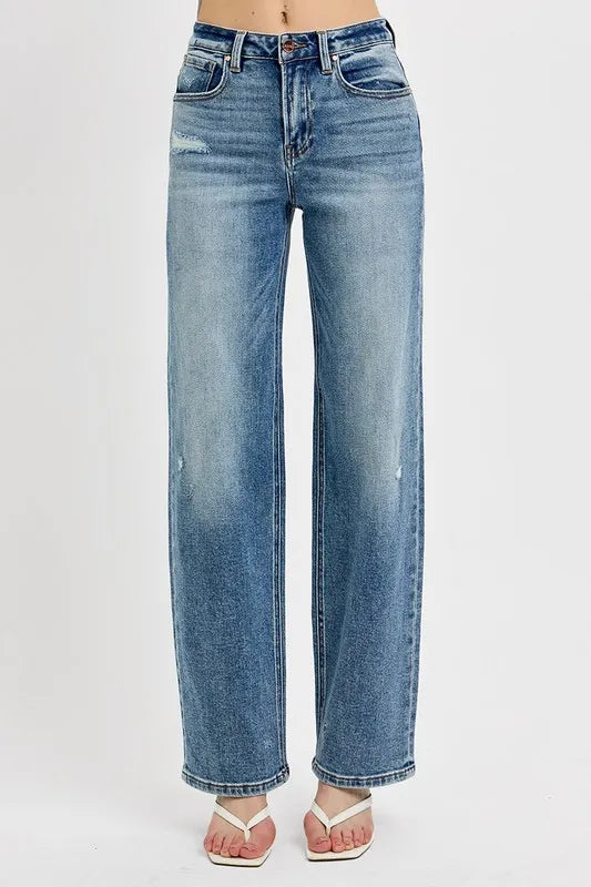 RISEN Full Size Distressed Wide Leg Jeans Plus Size - Premium Women / Jeans & Denim from Trendsi - Just $57.99! Shop now at Handbags Specialist Headquarter