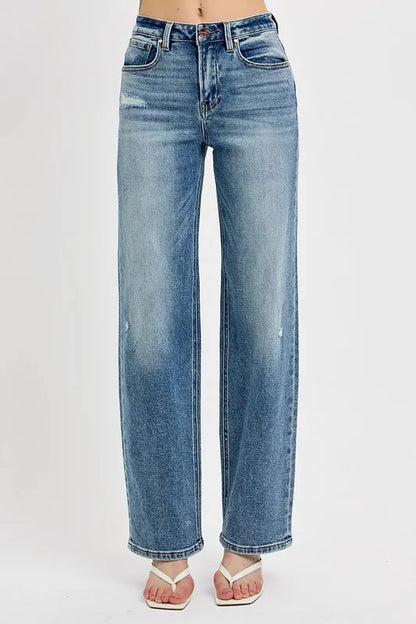 RISEN Full Size Distressed Wide Leg Jeans Plus Size - Premium Women / Jeans & Denim from Trendsi - Just $57.99! Shop now at Handbags Specialist Headquarter