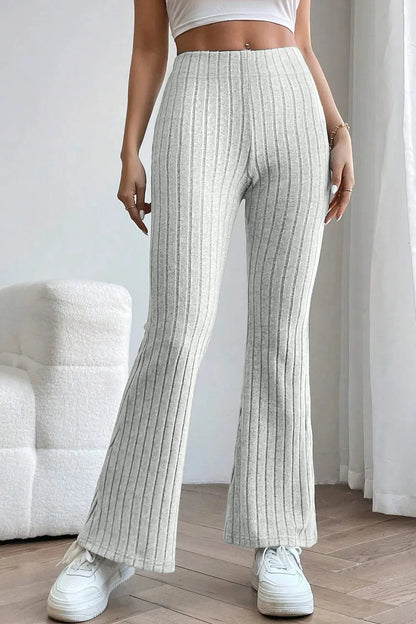 Basic Bae Full Size Ribbed High Waist Flare Pants - Premium Women Pants from Trendsi - Just $10.99! Shop now at Handbags Specialist Headquarter