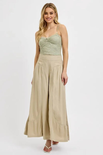 RISEN Shirring Detail Wide Leg Pants - Premium  from Trendsi - Just $55.99! Shop now at Handbags Specialist Headquarter