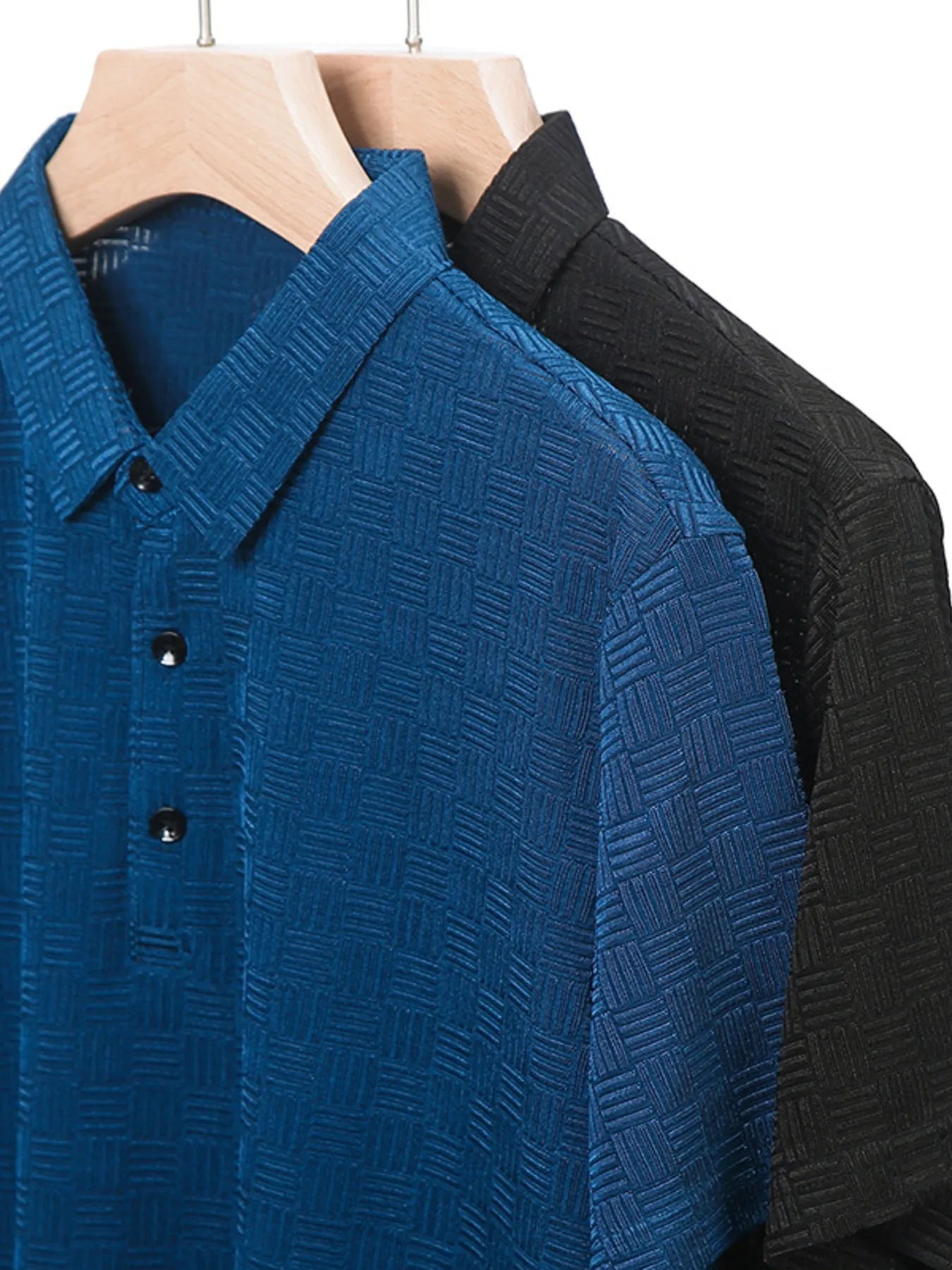 Men's Plus Size Classic Short Sleeve Textured Polo Shirt - Premium Men's Polo shirt from Trendsi - Just $35.99! Shop now at Handbags Specialist Headquarter