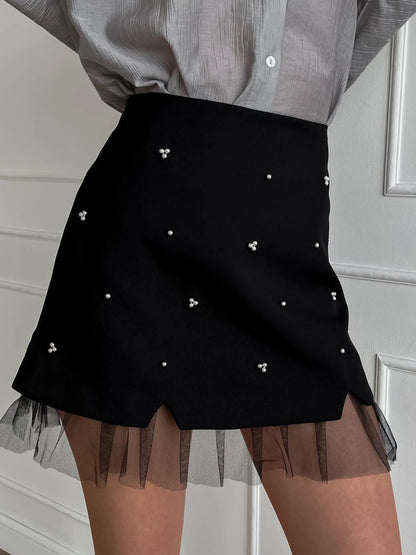 Tulle Hem Mini Skirt - Premium Skirts from Trendsi - Just $36.99! Shop now at Handbags Specialist Headquarter